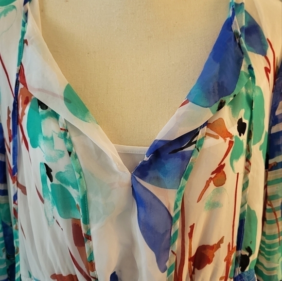 Lane Bryant Slit Sleeves Watercolor Floral Maxi Dress Size 18/20 - Picture 13 of 14